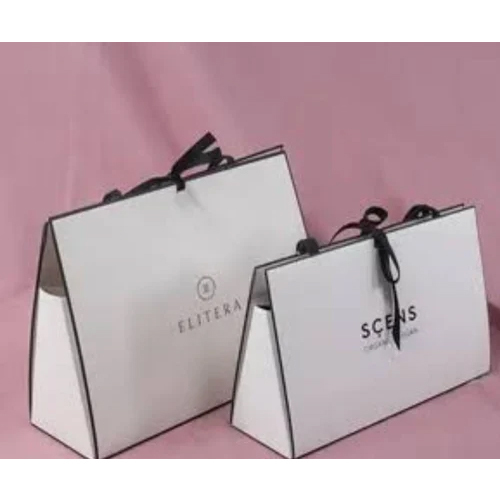 Printed Luxury Handmade Paper Bag - Color: White