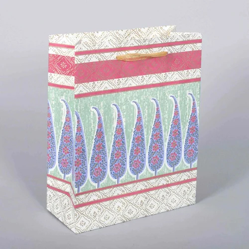 Rectangular Paper Gift Bag - Coated Paper, 12x15x5 Inch , Multi Colour | Surface Offset Printing, Recyclable, Custom Designs & Logo