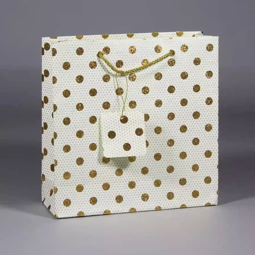 22 Inch Dot Printed Handmade Paper Bag - Color: White(Base)