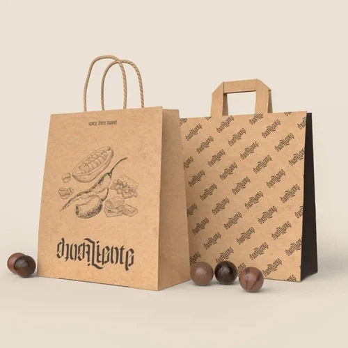 Twisted Kraft Paper Handle Bag - Color: Brown