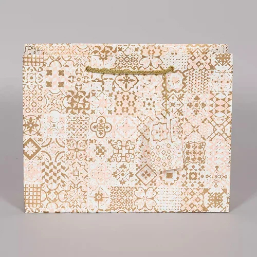 Ratan Jaipur Patchwork Peach Color Handmade Paper Gift Bag