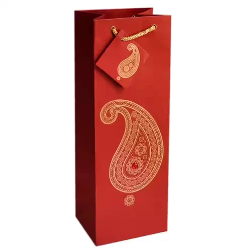 14.25inch Printed Kraft Paper Bottle Bag