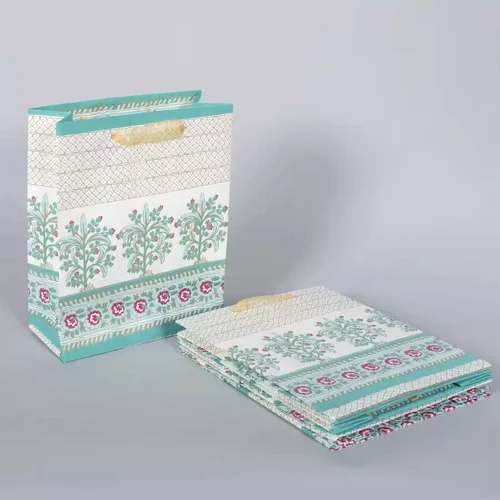 23cm Handmade Kraft Paper Printed Carry Bag