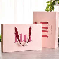 Paper Bags For Promotional Activities - Synthetic Paper, 2 Kilograms Capacity, Pink Color, Customizable Designs & Logos, Vibrant Offset Printing, Recyclable