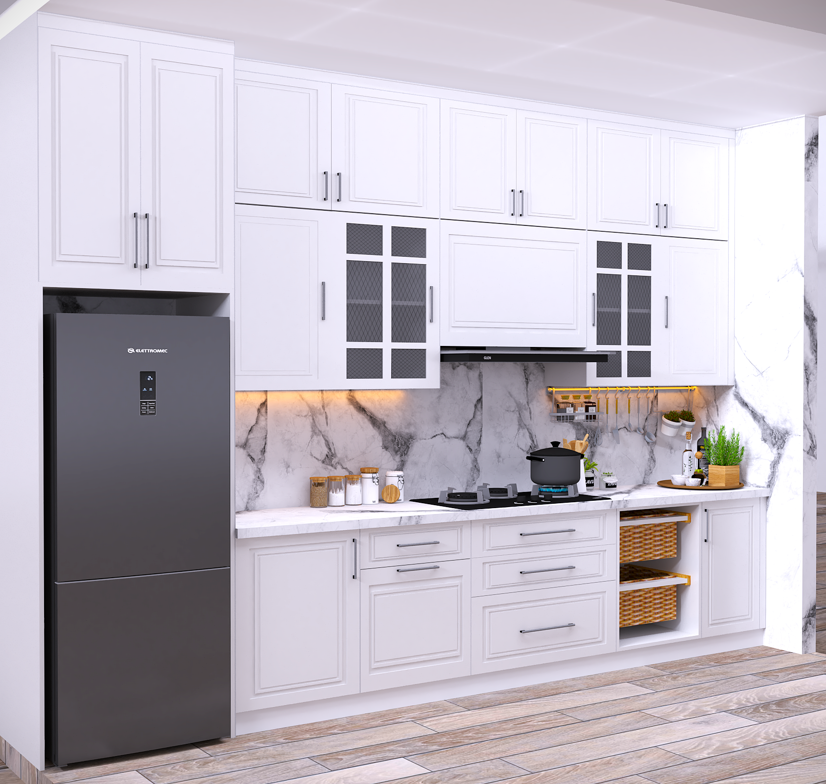 Parallel Modular Kitchen Classic White - Brand Name: Mettas Lifestyle