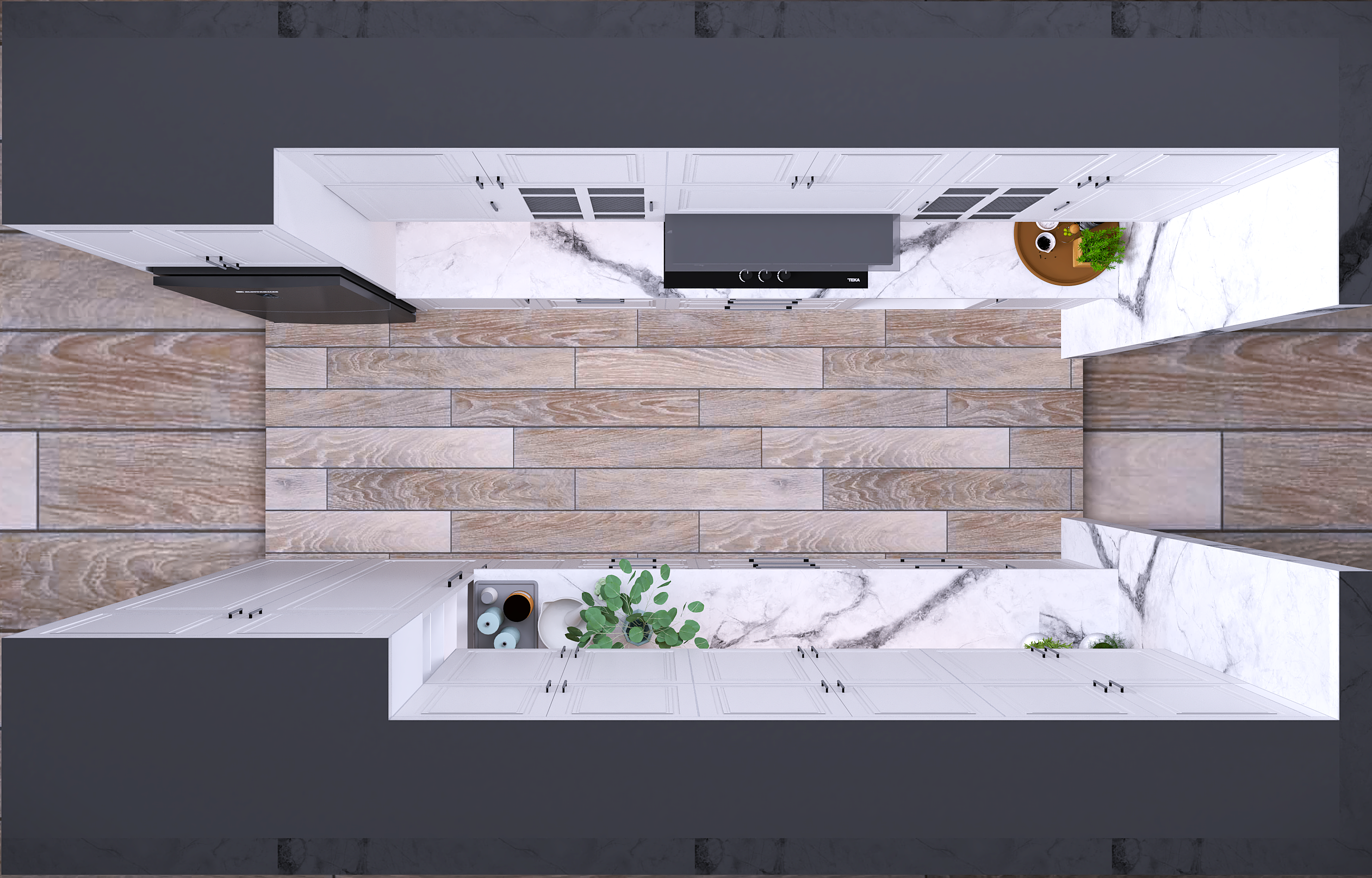 Parallel Modular Kitchen Classic White - Brand Name: Mettas Lifestyle