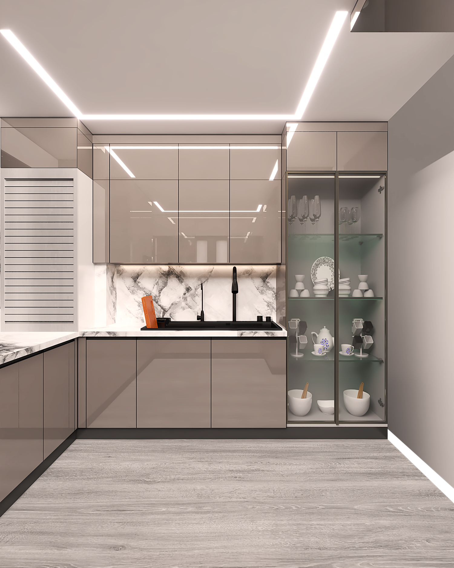 G Shape Modular Kitchen Design - Brand Name: Mettas Lifestyle