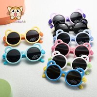 Kids Round Sunglasses - Plastic Frame, Glass Lenses, Black Lens Colour | Uv Protected, Ideal For Round Face Shapes