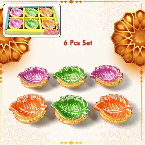 Decorative Hand Painted Clay Puja Diyas