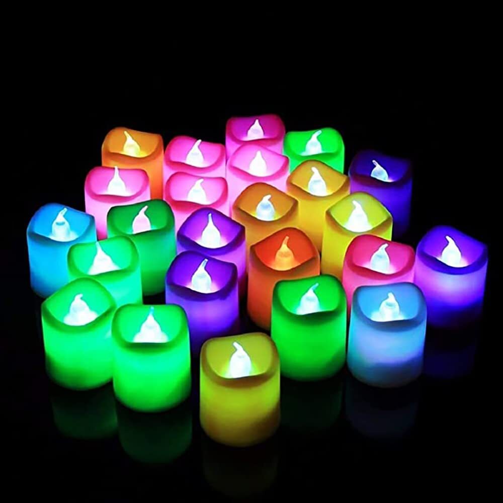 Led Tea Light Candle Diva - Plastic, 35x35x45 Mm | Multi Color Changing, Flameless, Flickering, Battery Operated, Heat-free, Ambient Lighting