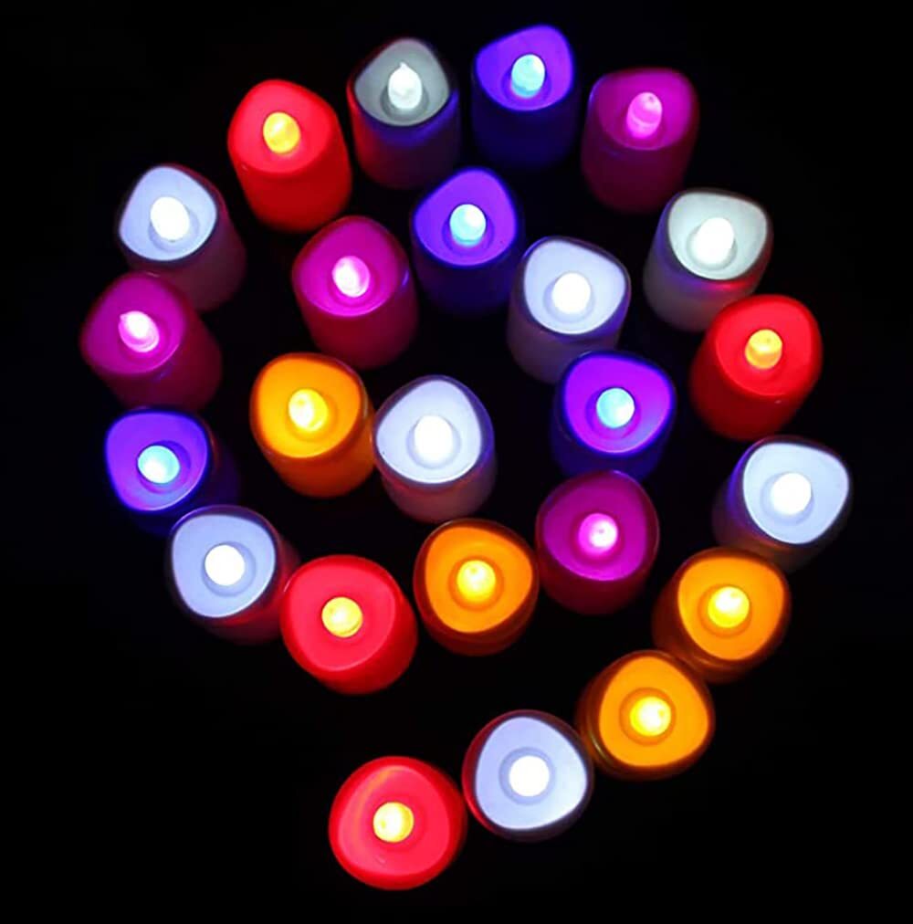 Led Tea Light Candle Diva - Plastic, 35x35x45 Mm | Multi Color Changing, Flameless, Flickering, Battery Operated, Heat-free, Ambient Lighting