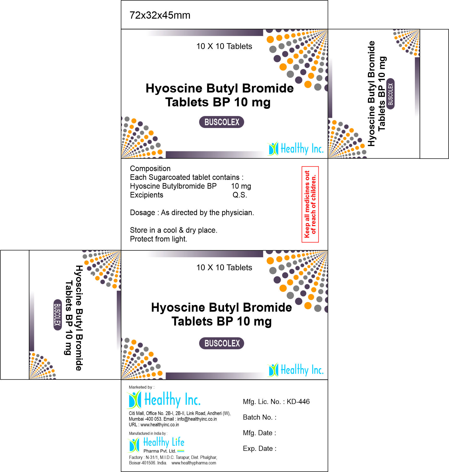 Hyoscine Butyl Bromide Tablet 10mg - Drug Type: Generic Drugs