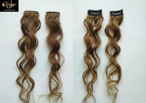 Natural Curly Light Color Indian Human Hair Single Clip In Extensions