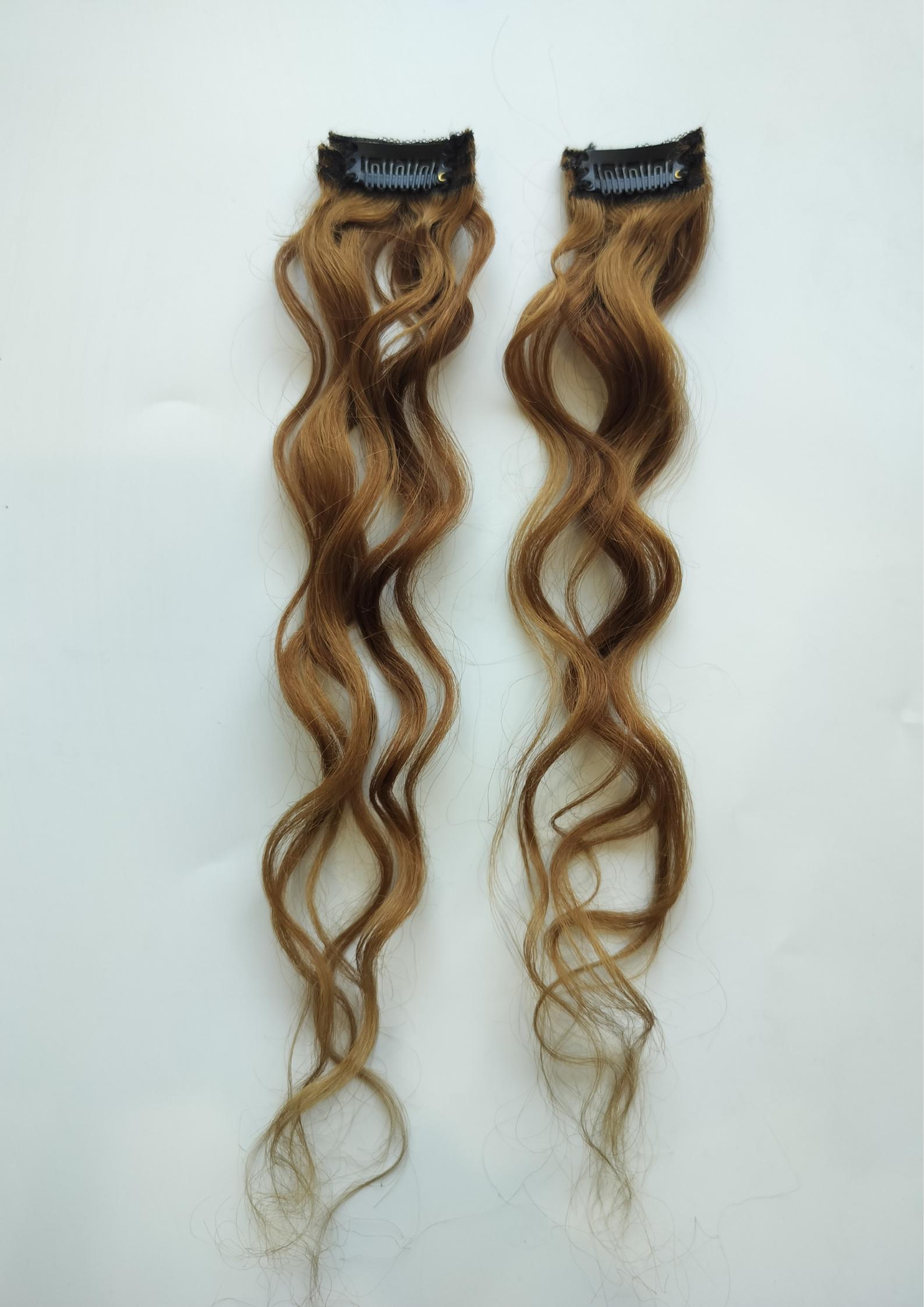 Natural Curly Light Color Indian Human Hair Single Clip In Extensions