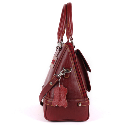 Ladies Leather Maroon Hand Bag - Design: Standard