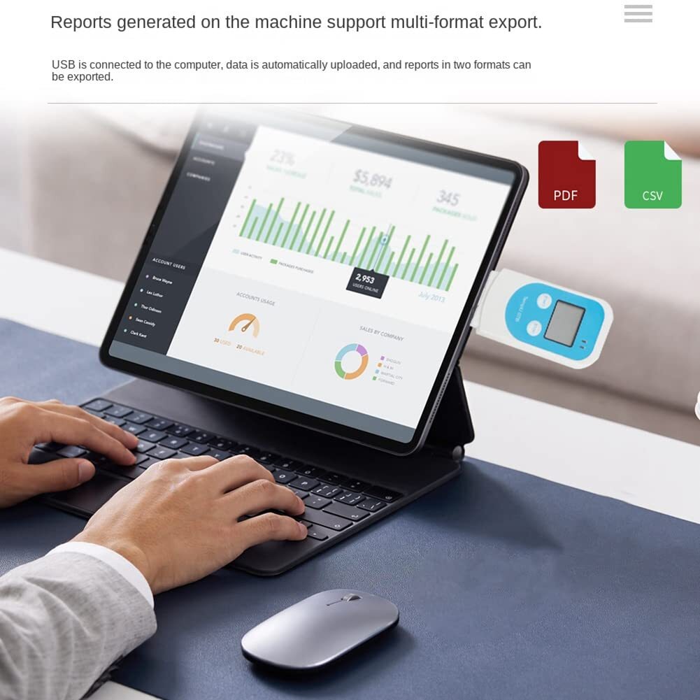 Tzone TempU07B PDF&CSV USB temperature and humidity data logger with external probe