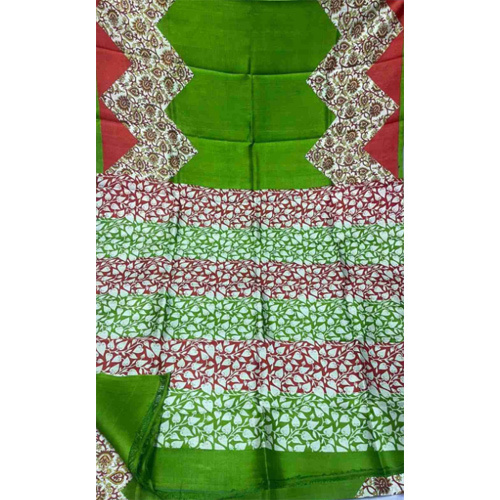 Green With Floral Design Pure Resam Silk Saree - Pattern: Printed