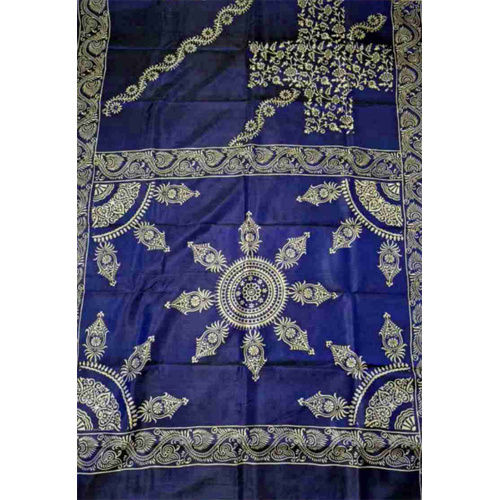 Block Print Silk Saree - Color: Blue