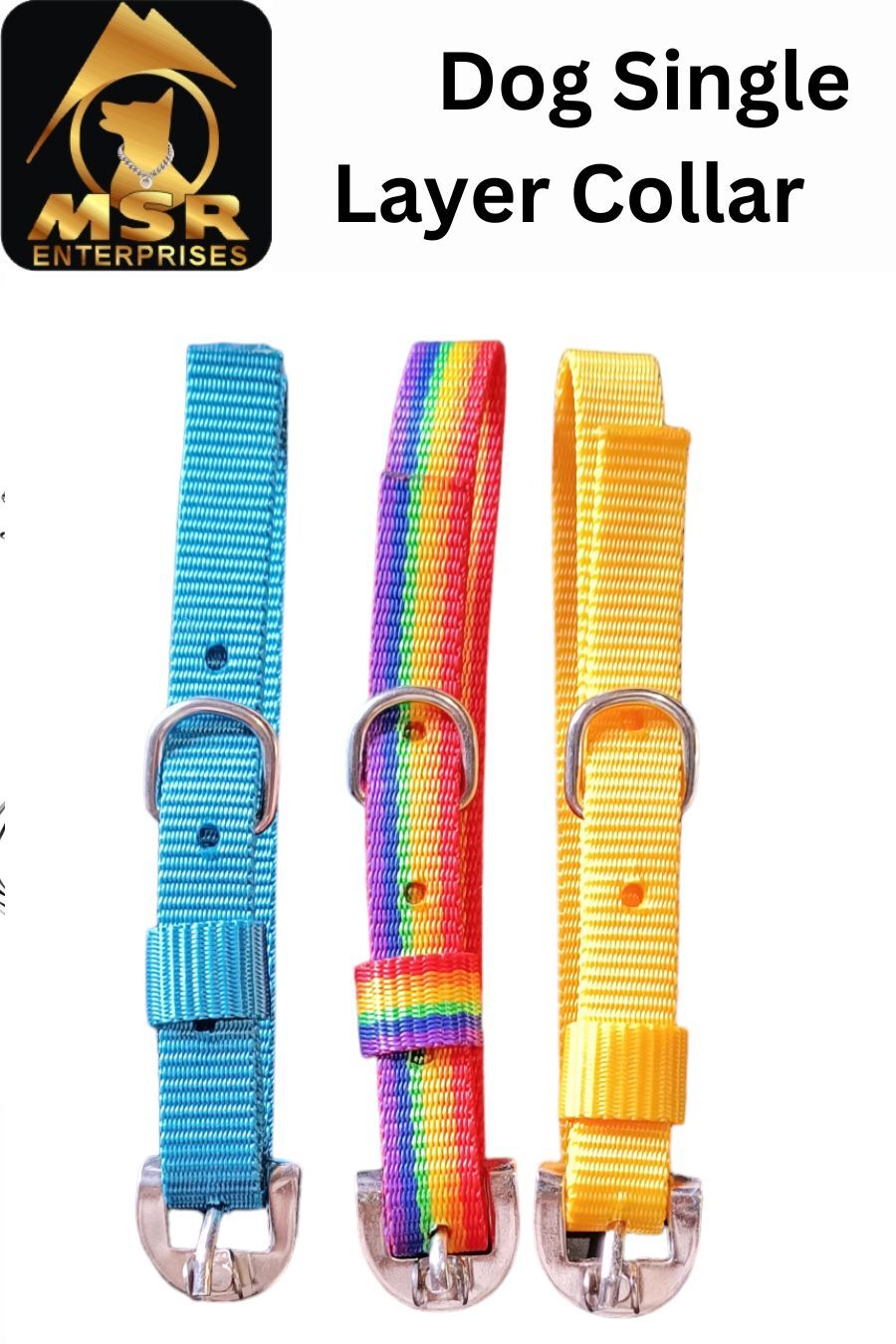 Single Layer Buckle Dog Collar - Pp/nylon, 1.5 Inch Size, Multi-color, High Quality For All Dog Breeds