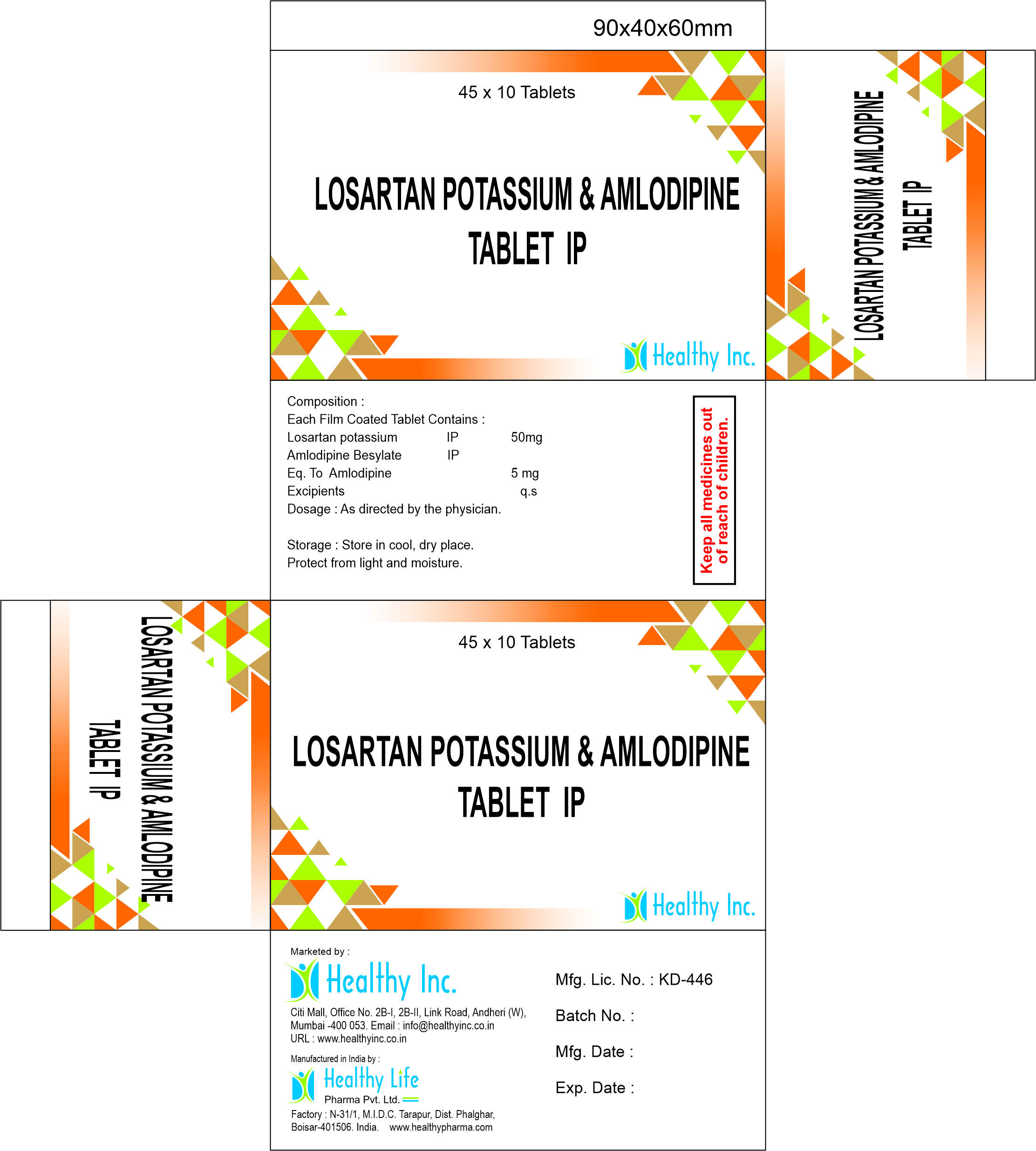 Losartan Potassium 50mg + Hydrochlorothiazide 12.5mg Tablet - Drug Type: Generic Drugs