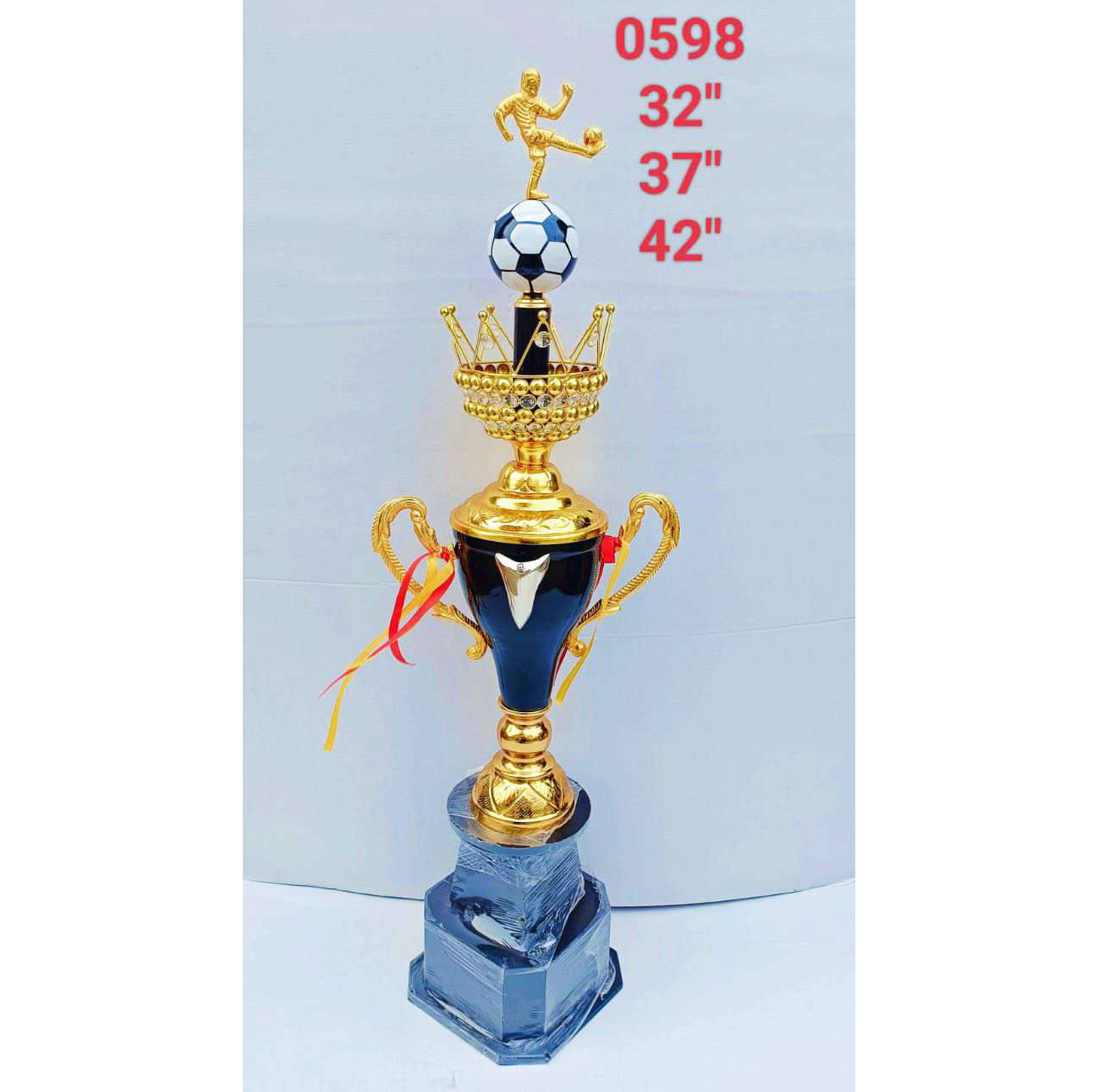 Metal Crown Football Trophy Cup #0598