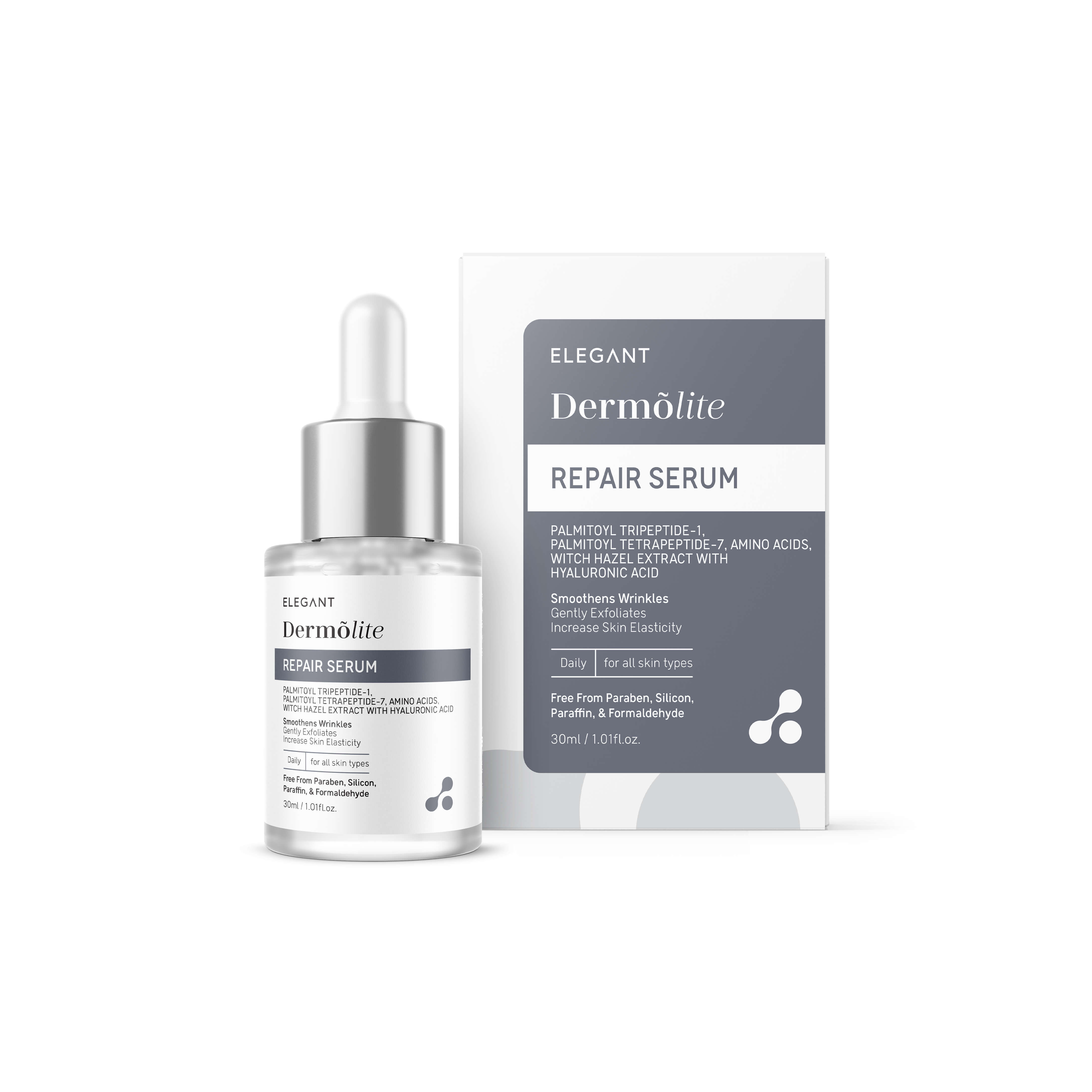 Elegant Dermolite Repair Serum - Liquid Form, 36 Months Shelf Life | All Skin Types, Deep Hydration, Anti-aging, Fine Line Reduction, Collagen Boosting Peptides