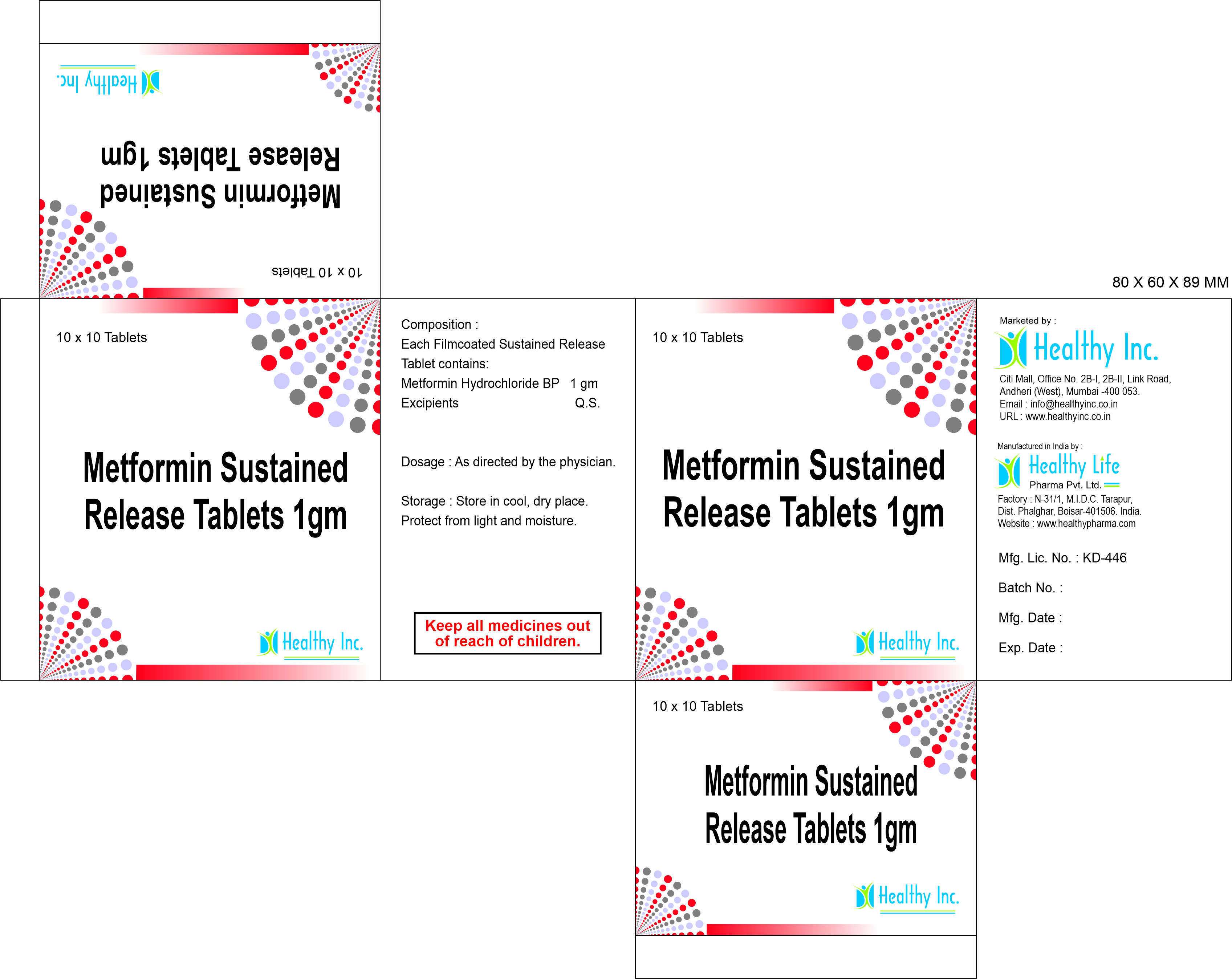 Metformin Sustained Release Tablet 850mg - Drug Type: Generic Drugs