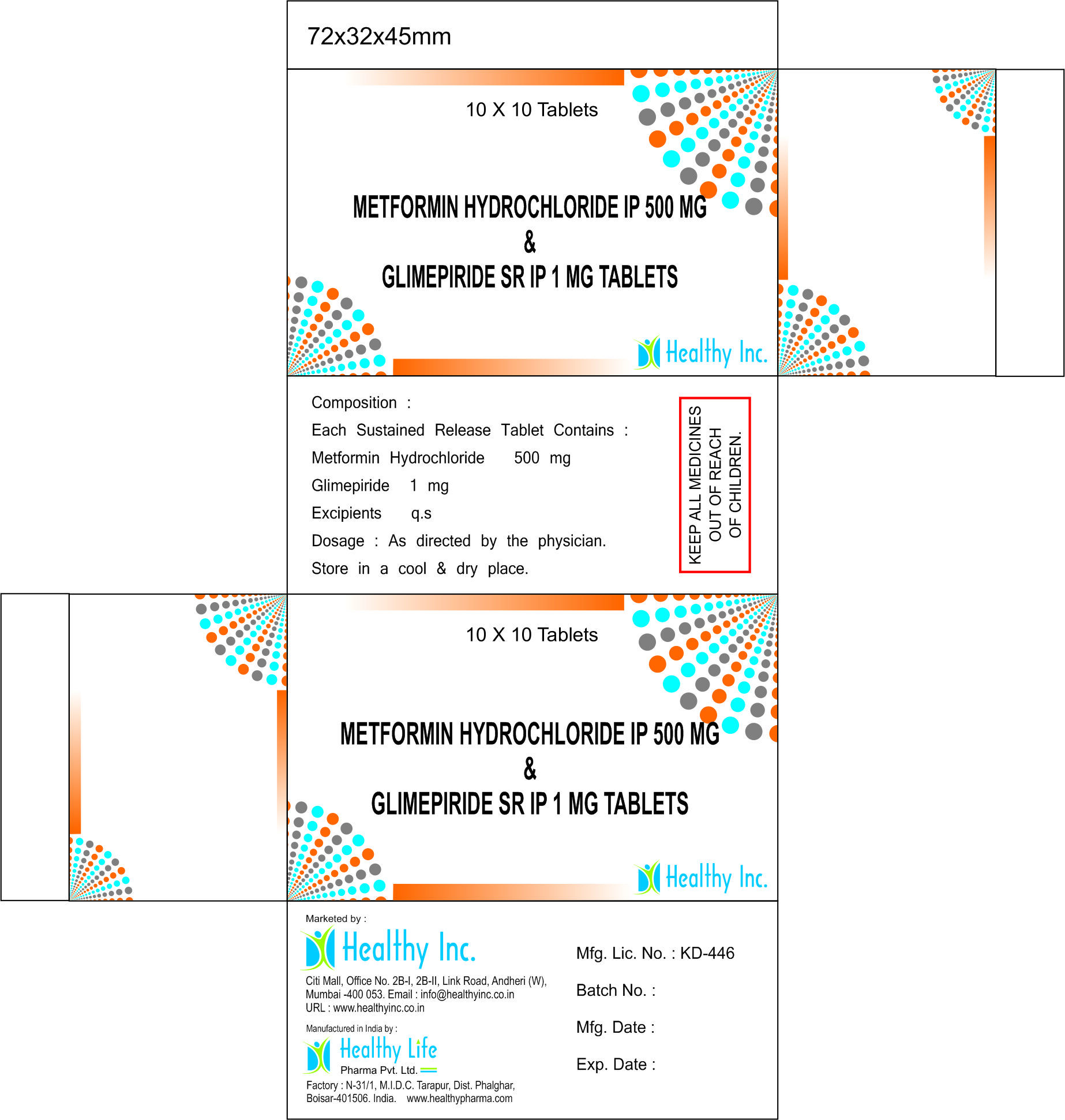 Metformin Hydrochloride 500mg + Glimepiride 1mg SR tablet