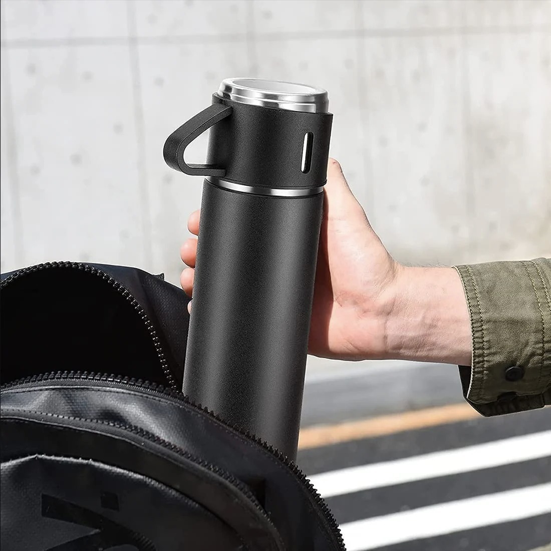 Vacuum Flask Set 5533 - Stainless Steel, 26x17x7 Cm | Double-layer Insulation, Bpa-free, Multi-function Lid, Easy-clean Sponge Brush