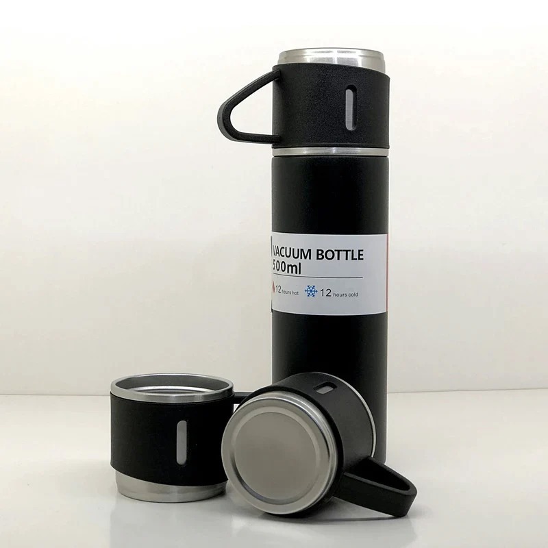 Vacuum Flask Set 5533 - Stainless Steel, 26x17x7 Cm | Double-layer Insulation, Bpa-free, Multi-function Lid, Easy-clean Sponge Brush