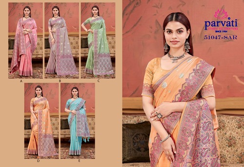 Parvati Multicolor Rapier Silk Saree - Occasion: Daily Wear