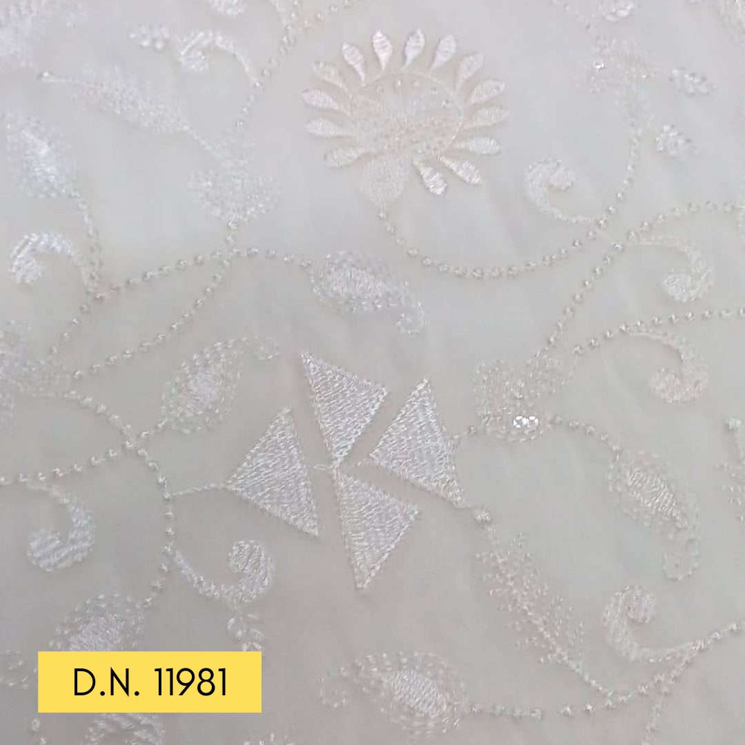 Top Embroidery Fabric In India - White Jaal Embroidered Georgette