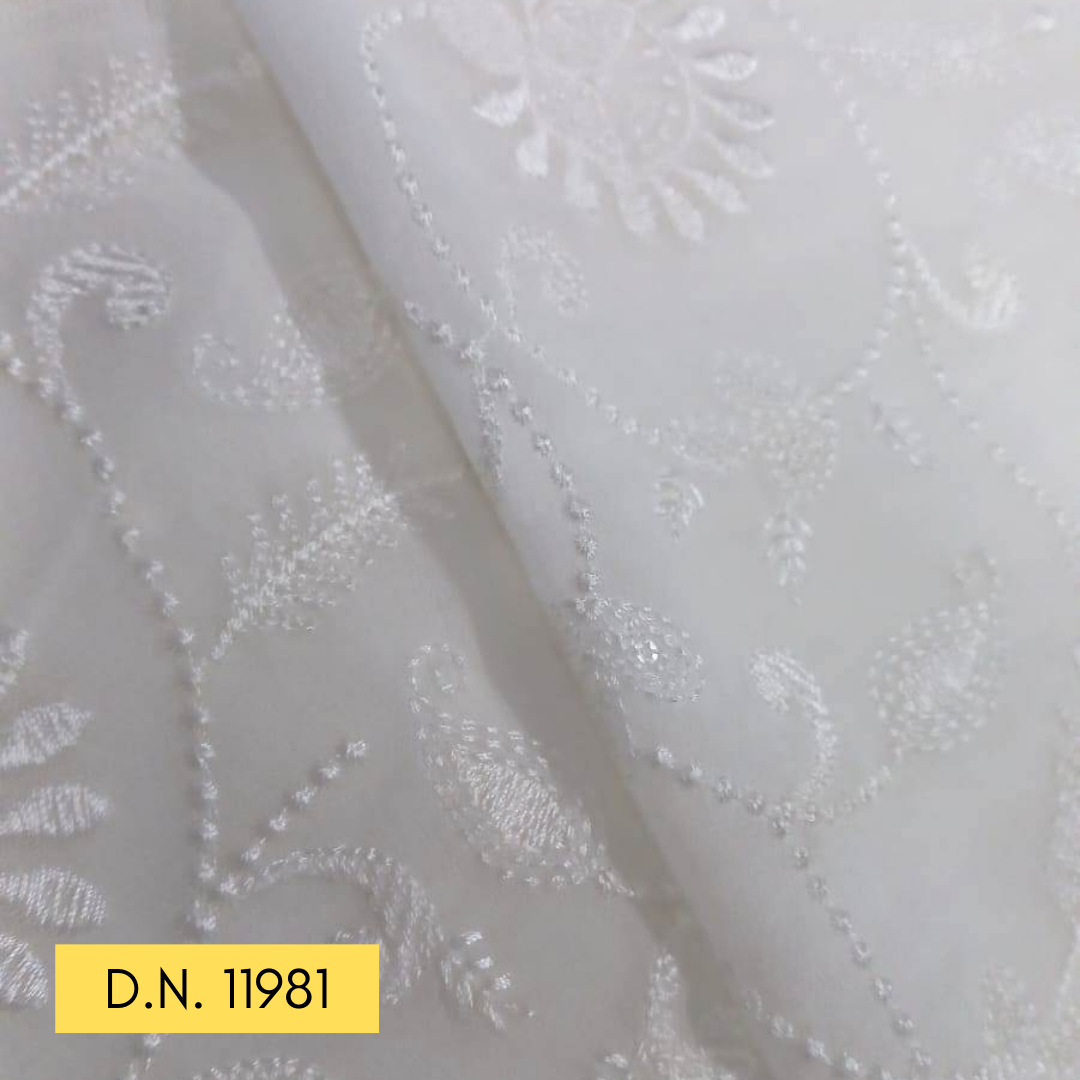 Top Embroidery Fabric In India - White Jaal Embroidered Georgette