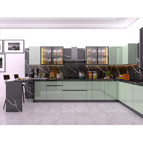 U Shape Designer Kitchen with Breakfast Counter