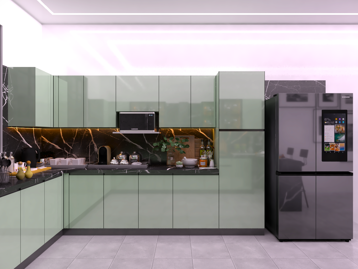 U Shape Designer Kitchen with Breakfast Counter