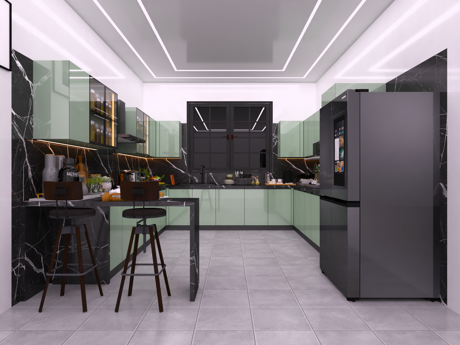 U Shape Designer Kitchen With Breakfast Counter - Brand Name: Mettas Lifestyle