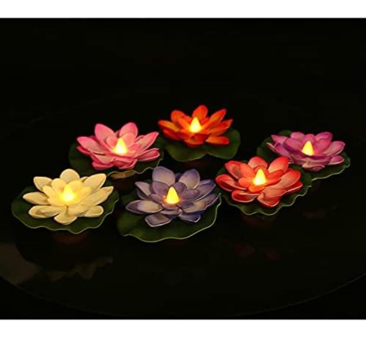Lotus Flower Shape Water Sensor Candle - Plastic, Pack Of 3 Multicolored Floating Smokeless Led Tea Lights | Long-lasting, Indoor & Outdoor Use, Enchanting Ambiance