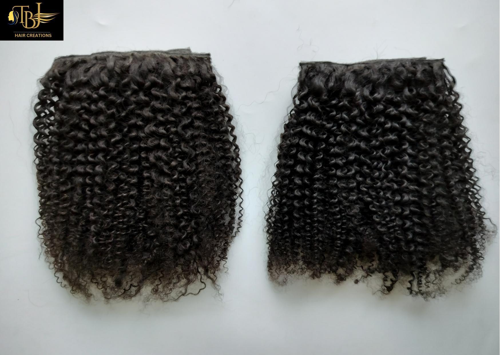 High Quality Kinky Curly, Natural Curly Clip In Set, Front Lace Women Wig Human Hair Extension - Color: Customized All Color