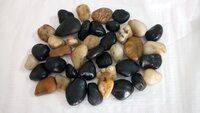 Black High Glossy Polished pebbles Polyurethane Coated Natural Pebble Stones landscaper