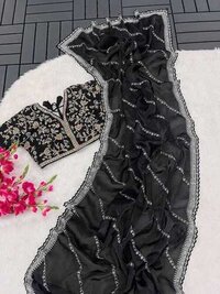 Silk Embroidery Saree - Color: As Per Images
