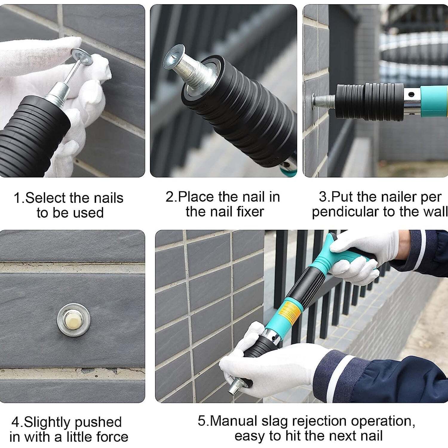 Manual Steel Nails Gun, Nail Wall Fastening Tool with 50 Nailss