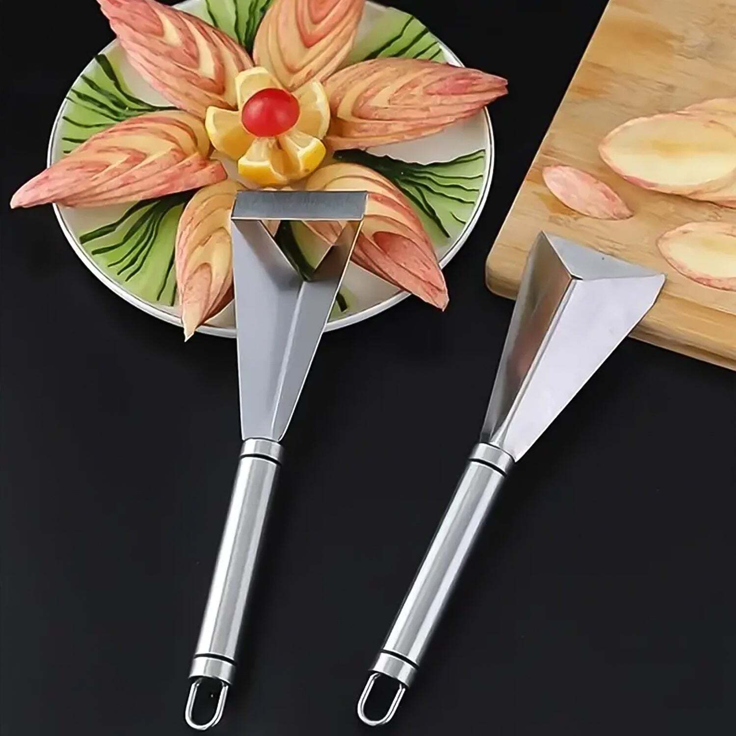 Stainless Steel Fruit Carving Knife - V Shape Channel Knife Tools