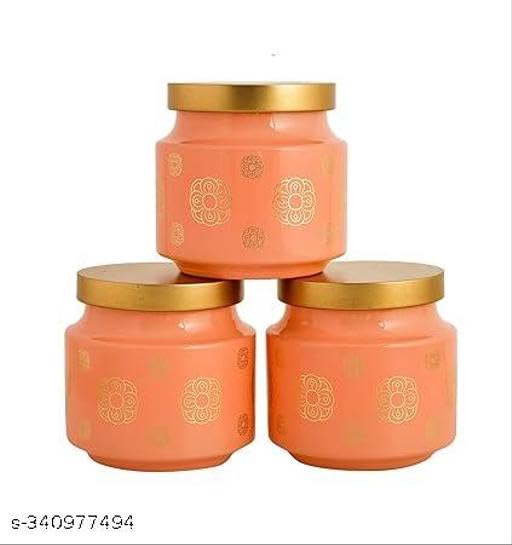 Croco Jar Rejoice Peaceprinted Round Jar - 12 Piece Set, Glass & Plastic Material | Screw Type Cap For Dry Fruits & Food Storage, Versatile Use