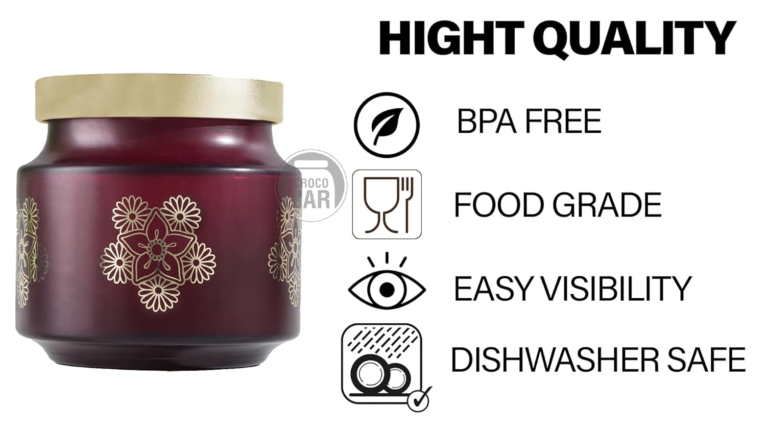 Croco Jar Premium Color Coated & Printed Design - Material: Glass