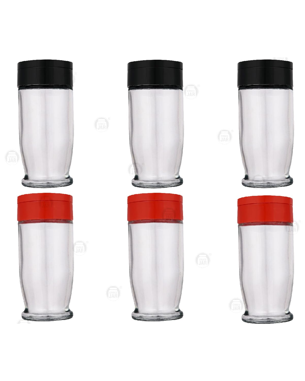 Croco Jar - 12 Piece Set, Plastic, Steel, Glass Material | For Dry Fruits Storage, Food Storage, Juice & Water With Screw Type Round Caps