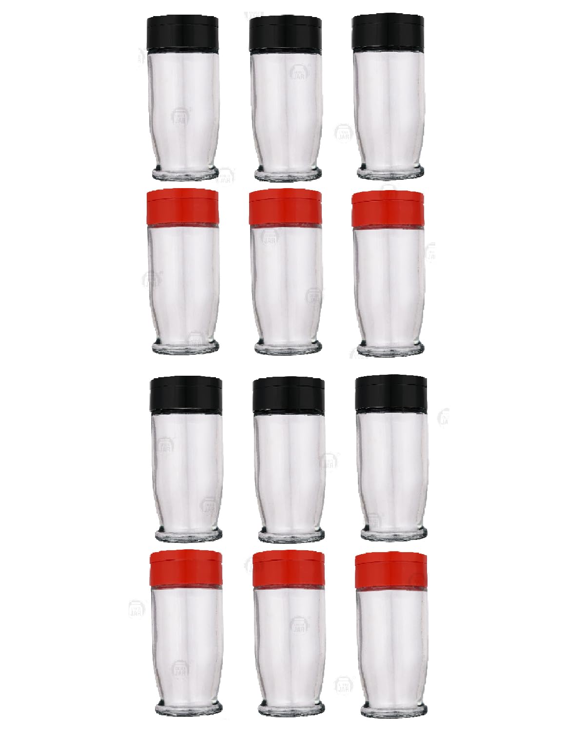 Croco Jar - 12 Piece Set, Plastic, Steel, Glass Material | For Dry Fruits Storage, Food Storage, Juice & Water With Screw Type Round Caps