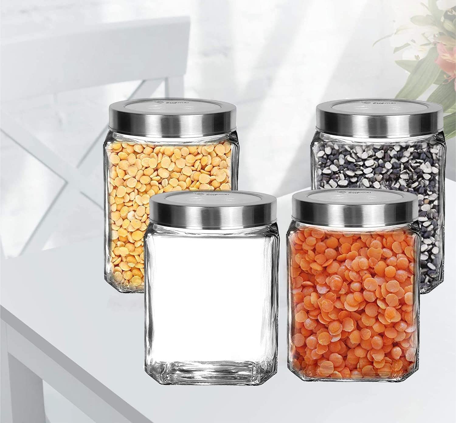 Croco Square Shape Storage Glass Jar