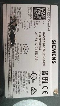 SIEMENS 6AV2 124-1MC01-0AX0 (C-K7PV0104) HMI