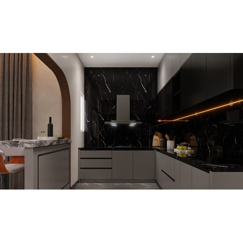 Blind Corner Unit - Color: Matte Blue And Black Counter