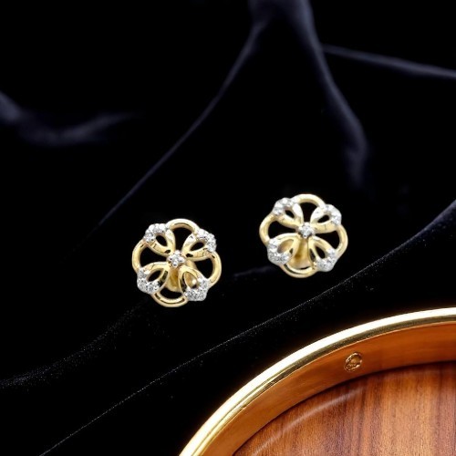 Gold Plated Sterling Silver Moissanite Stud Earrings - Gender: Women